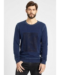 dunkelblaues bedrucktes Sweatshirt von khujo