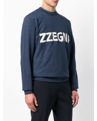 dunkelblaues bedrucktes Sweatshirt von Z Zegna