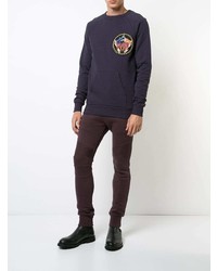 dunkelblaues bedrucktes Sweatshirt von Balmain