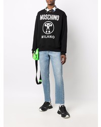 dunkelblaues bedrucktes Sweatshirt von Moschino