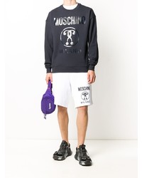 dunkelblaues bedrucktes Sweatshirt von Moschino