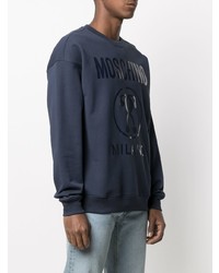 dunkelblaues bedrucktes Sweatshirt von Moschino