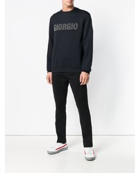 dunkelblaues bedrucktes Sweatshirt von Giorgio Armani