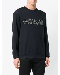 dunkelblaues bedrucktes Sweatshirt von Giorgio Armani