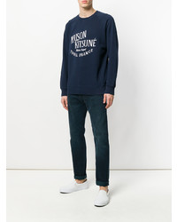 dunkelblaues bedrucktes Sweatshirt von MAISON KITSUNÉ