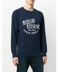 dunkelblaues bedrucktes Sweatshirt von MAISON KITSUNÉ