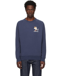 dunkelblaues bedrucktes Sweatshirt von MAISON KITSUNÉ
