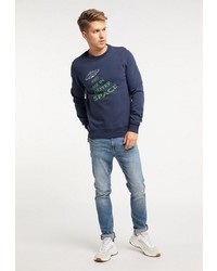 dunkelblaues bedrucktes Sweatshirt von MO