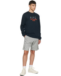 dunkelblaues bedrucktes Sweatshirt von A.P.C.