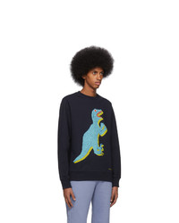 dunkelblaues bedrucktes Sweatshirt von Ps By Paul Smith