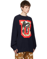 dunkelblaues bedrucktes Sweatshirt von Undercover