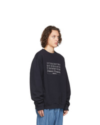 dunkelblaues bedrucktes Sweatshirt von Maison Margiela