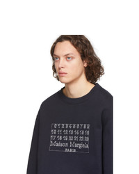 dunkelblaues bedrucktes Sweatshirt von Maison Margiela