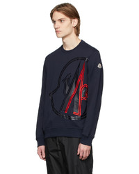 dunkelblaues bedrucktes Sweatshirt von Moncler