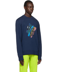 dunkelblaues bedrucktes Sweatshirt von Ps By Paul Smith