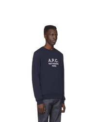 dunkelblaues bedrucktes Sweatshirt von A.P.C.