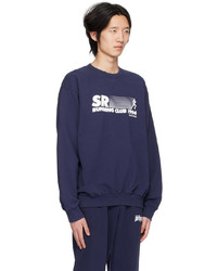 dunkelblaues bedrucktes Sweatshirt von Sporty & Rich