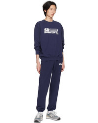 dunkelblaues bedrucktes Sweatshirt von Sporty & Rich