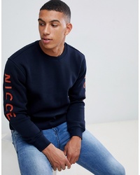 dunkelblaues bedrucktes Sweatshirt von Nicce London