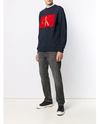 dunkelblaues bedrucktes Sweatshirt von Calvin Klein Jeans