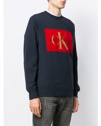 dunkelblaues bedrucktes Sweatshirt von Calvin Klein Jeans