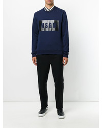 dunkelblaues bedrucktes Sweatshirt von MSGM