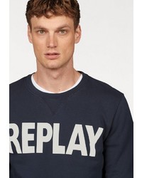 dunkelblaues bedrucktes Sweatshirt von Replay