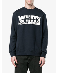 dunkelblaues bedrucktes Sweatshirt von White Mountaineering