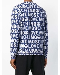 dunkelblaues bedrucktes Sweatshirt von Love Moschino