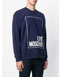 dunkelblaues bedrucktes Sweatshirt von Love Moschino