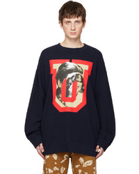 dunkelblaues bedrucktes Sweatshirt von Undercover