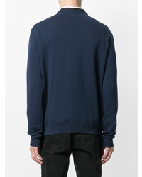 dunkelblaues bedrucktes Sweatshirt von Saint Laurent
