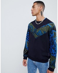 dunkelblaues bedrucktes Sweatshirt von Versace Jeans