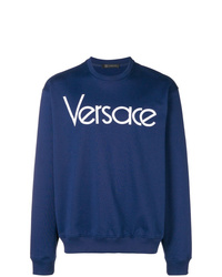 dunkelblaues bedrucktes Sweatshirt von Versace