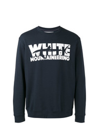 dunkelblaues bedrucktes Sweatshirt von White Mountaineering