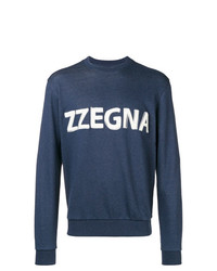 dunkelblaues bedrucktes Sweatshirt von Z Zegna