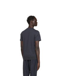dunkelblaues bedrucktes T-Shirt mit einem Rundhalsausschnitt von Moncler Genius