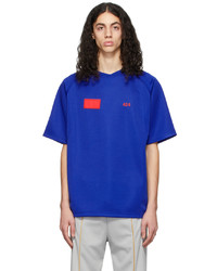 dunkelblaues bedrucktes T-Shirt mit einem Rundhalsausschnitt von 424