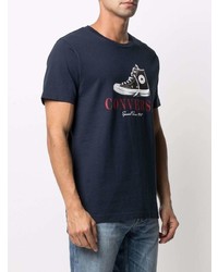 dunkelblaues bedrucktes T-Shirt mit einem Rundhalsausschnitt von Converse