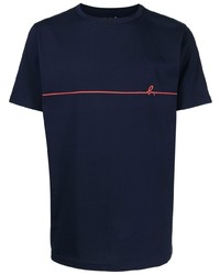 dunkelblaues bedrucktes T-Shirt mit einem Rundhalsausschnitt von agnès b.