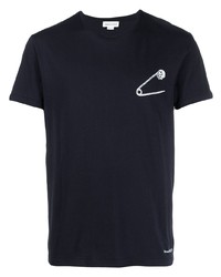dunkelblaues bedrucktes T-Shirt mit einem Rundhalsausschnitt von Alexander McQueen