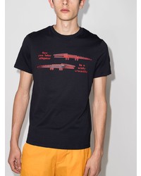 dunkelblaues bedrucktes T-Shirt mit einem Rundhalsausschnitt von Moncler