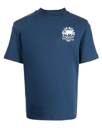 dunkelblaues bedrucktes T-Shirt mit einem Rundhalsausschnitt von Anglozine
