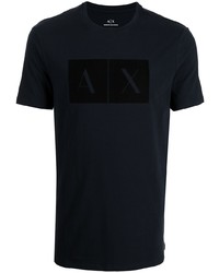 dunkelblaues bedrucktes T-Shirt mit einem Rundhalsausschnitt von Armani Exchange