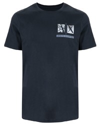 dunkelblaues bedrucktes T-Shirt mit einem Rundhalsausschnitt von Armani Exchange