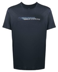 dunkelblaues bedrucktes T-Shirt mit einem Rundhalsausschnitt von Armani Exchange