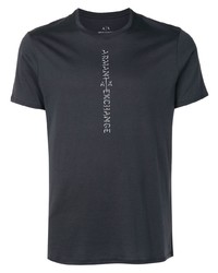 dunkelblaues bedrucktes T-Shirt mit einem Rundhalsausschnitt von Armani Exchange