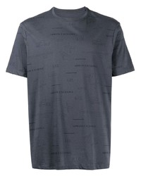 dunkelblaues bedrucktes T-Shirt mit einem Rundhalsausschnitt von Armani Exchange