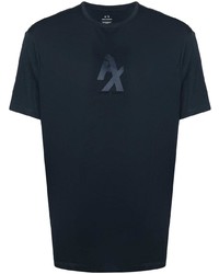 dunkelblaues bedrucktes T-Shirt mit einem Rundhalsausschnitt von Armani Exchange