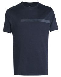 dunkelblaues bedrucktes T-Shirt mit einem Rundhalsausschnitt von Armani Exchange